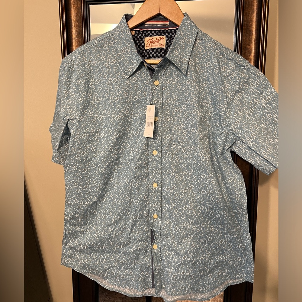 NWT Jachs NY turquoise short sleeve button up men’s size M